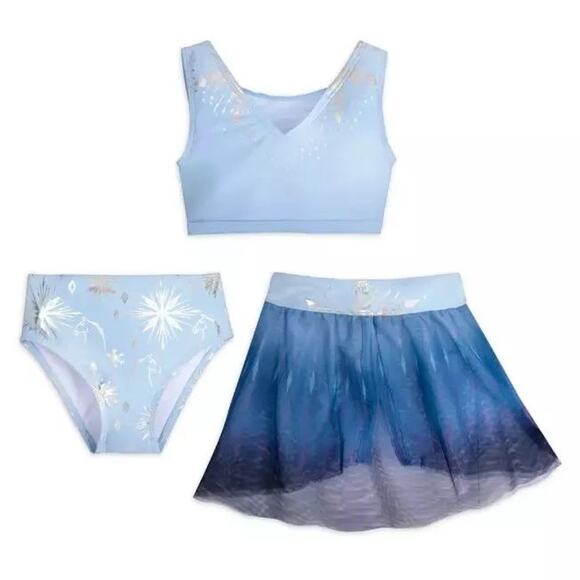 NEW Disney Frozen Elsa 3-Piece Swim Suit Set Skirt in Size 4 - Picture 1 of 7